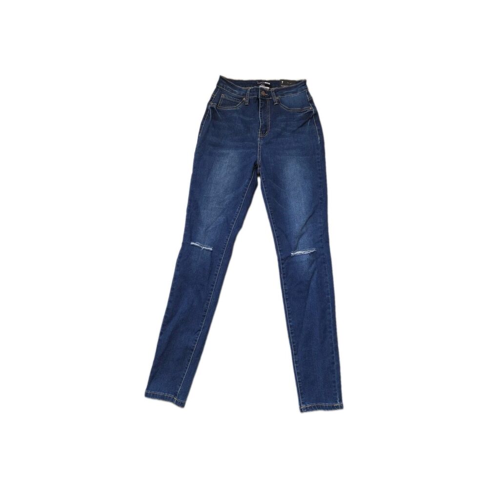 NWT Fashion Nova High Waisted Skinny Jeans Womens Size 7 Dark Wash Distressed